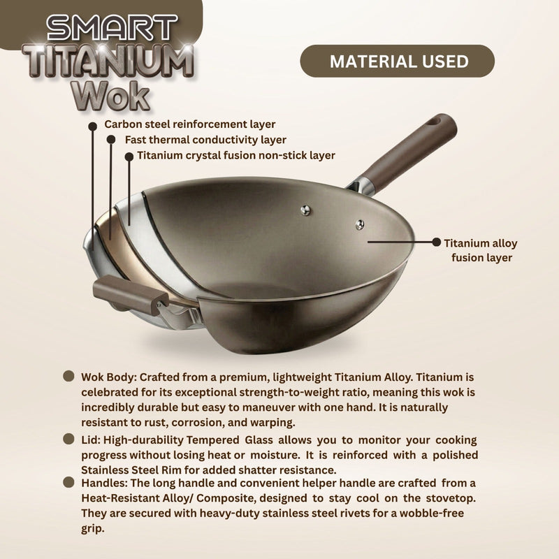 Edmark Smart Titanium Wok cooking on an induction stove