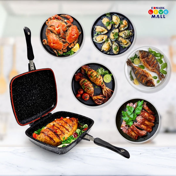 Double Sided Electric Grill Pan DESSINI ITALY 180° Open 20CM