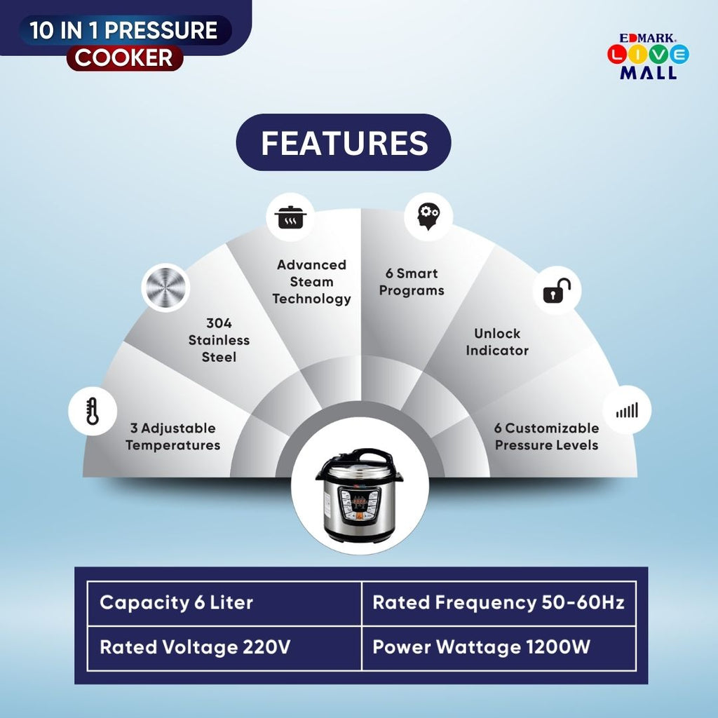 Edmark Smart 10-in-1 Pressure Cooker – edmarklivemall