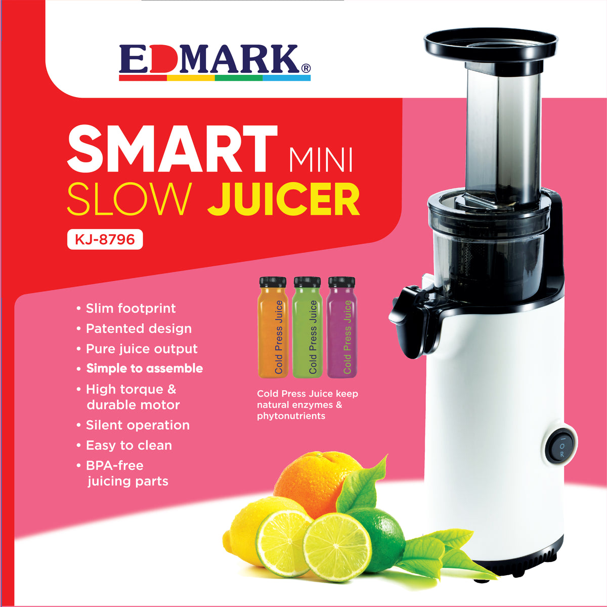 Edmark Pressing Edmark Smart Mini Slow Juicer – 130W Cold-Press | BPA-Free | Edmark ...