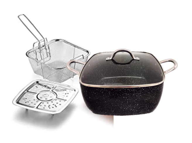 Non-stick marble square casserole